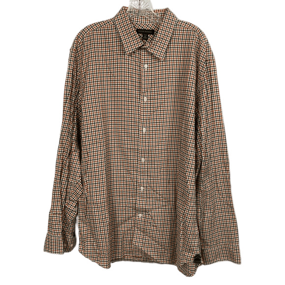 Banana Republic Shirt Mens Sz XL 17 17.5 Button Down Beige Check Cotton Dress‎ - Picture 1 of 9